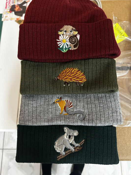 Tasmanian Devil Embroidered Recycled Beanie | Aussie Animal Collection