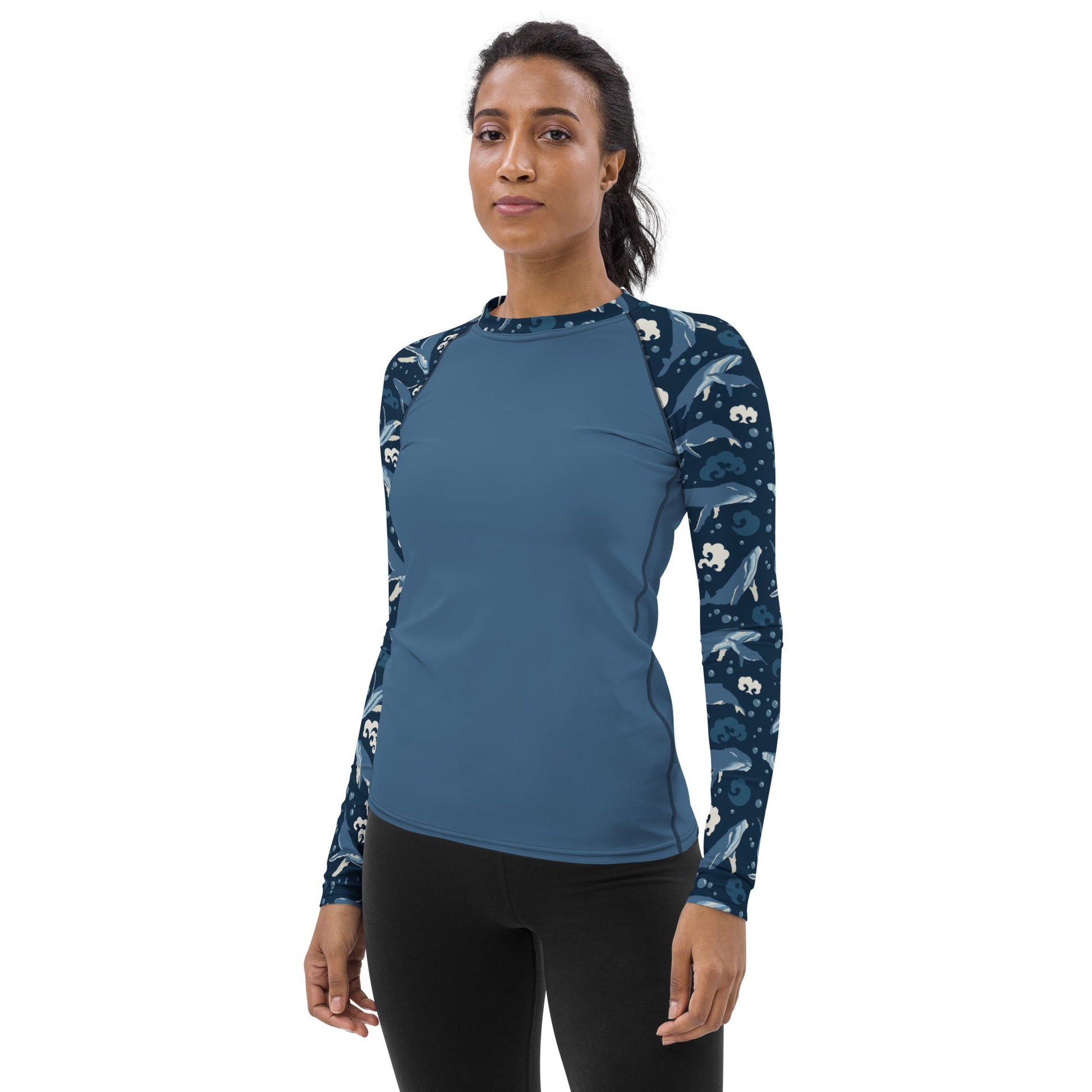 Humpback Whales Women's UPF50+ Athletic Rash Guard - Piste and Trail Rash Guard