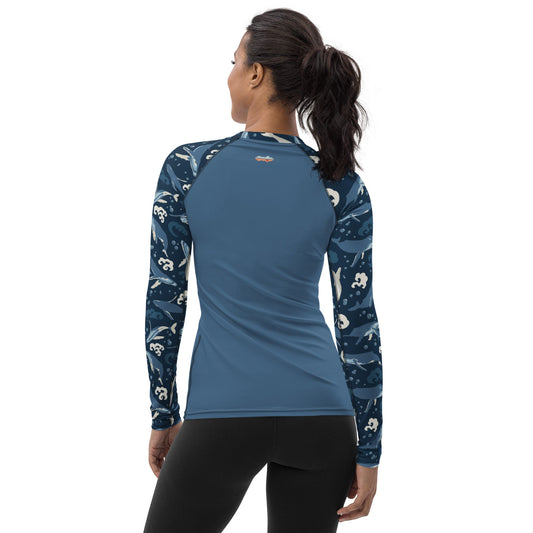 Humpback Whales Women's UPF50+ Athletic Rash Guard - Piste and Trail Rash Guard