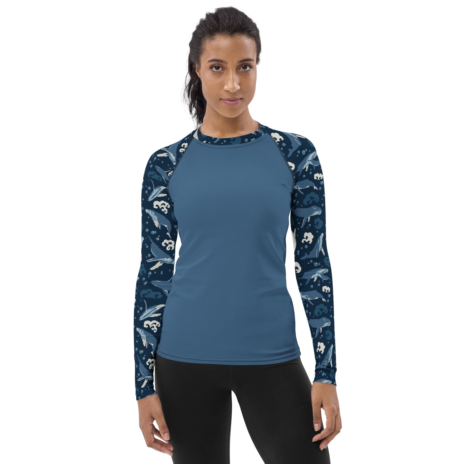 Humpback Whales Women's UPF50+ Athletic Rash Guard - Piste and Trail Rash Guard