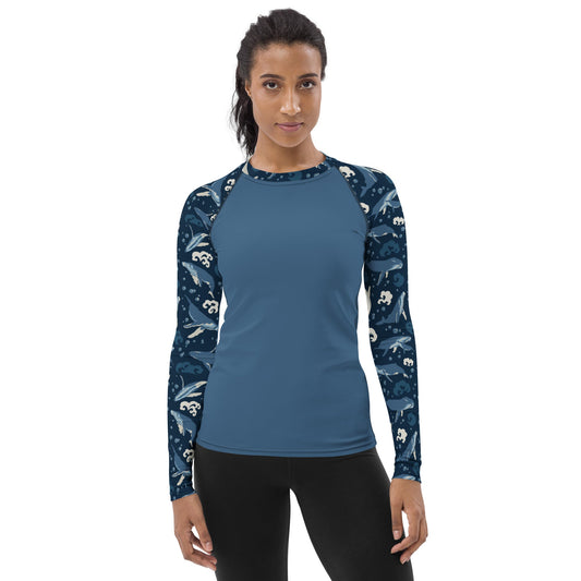 Humpback Whales Women's UPF50+ Athletic Rash Guard - Piste and Trail Rash Guard