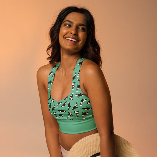 Orcas of Eden Recycled Longline Yoga Bra - Piste and Trail Sports Bra