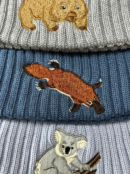 Platypus Australian Merino wool beanie in lake blue