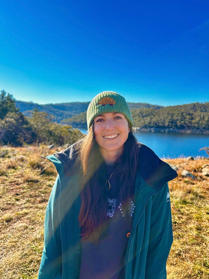Echidna Australian Merino wool beanie in sage forest green