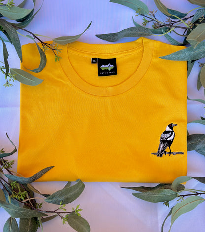 Australian Magpie Embroidered Australian Cotton T-shirt | Aussie Bird Collection