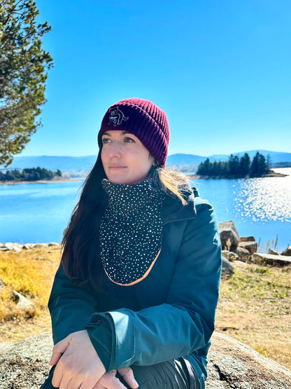 Tasmanian Devil Australian Merino wool beanie in deep cherry red