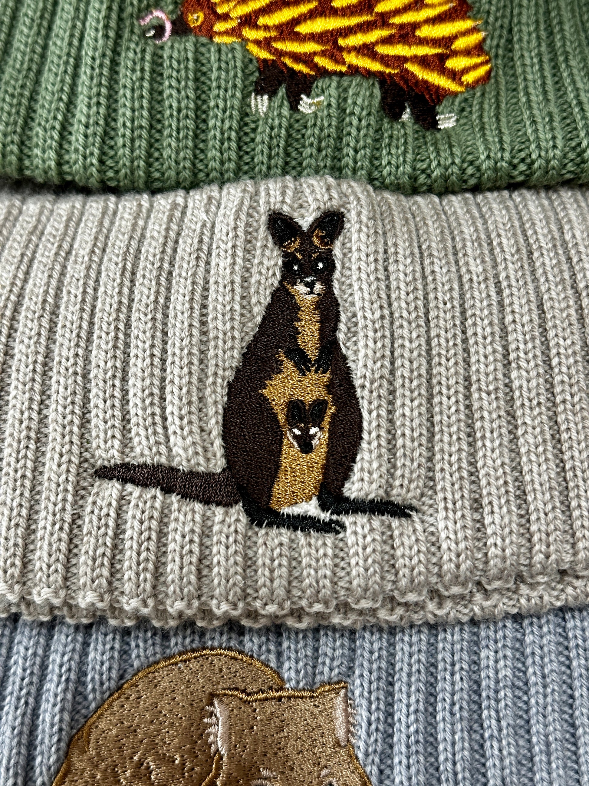 Swamp Wallaby Australian Merino wool beanie in faun