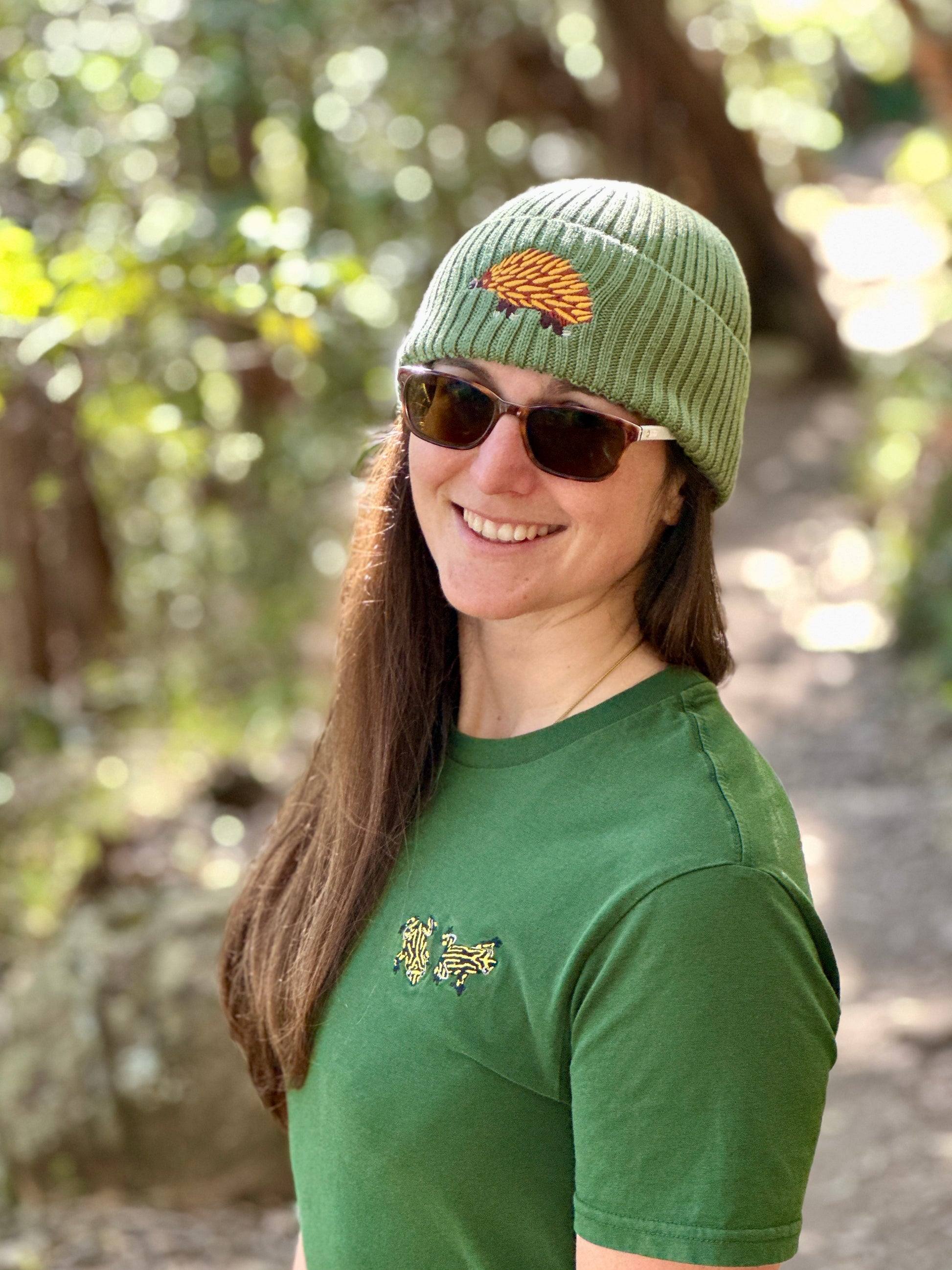 Echidna Australian Merino wool beanie in sage forest green