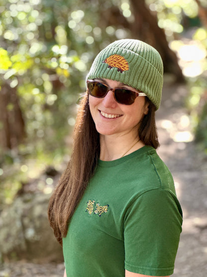 Echidna Australian Merino wool beanie in sage forest green