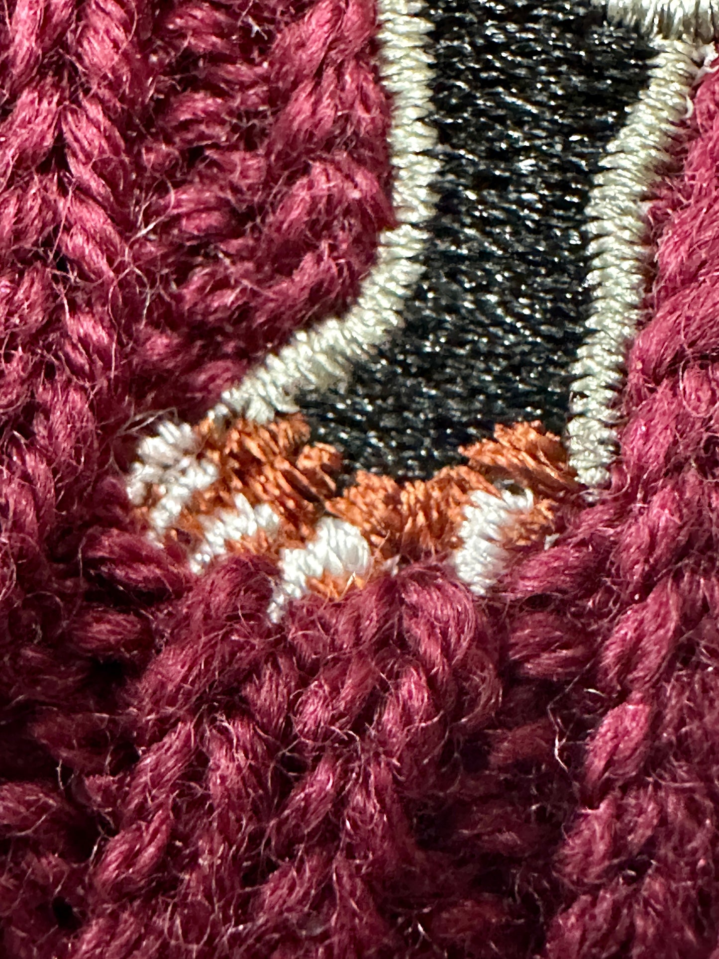 Tasmanian Devil Australian Merino wool beanie in deep cherry red