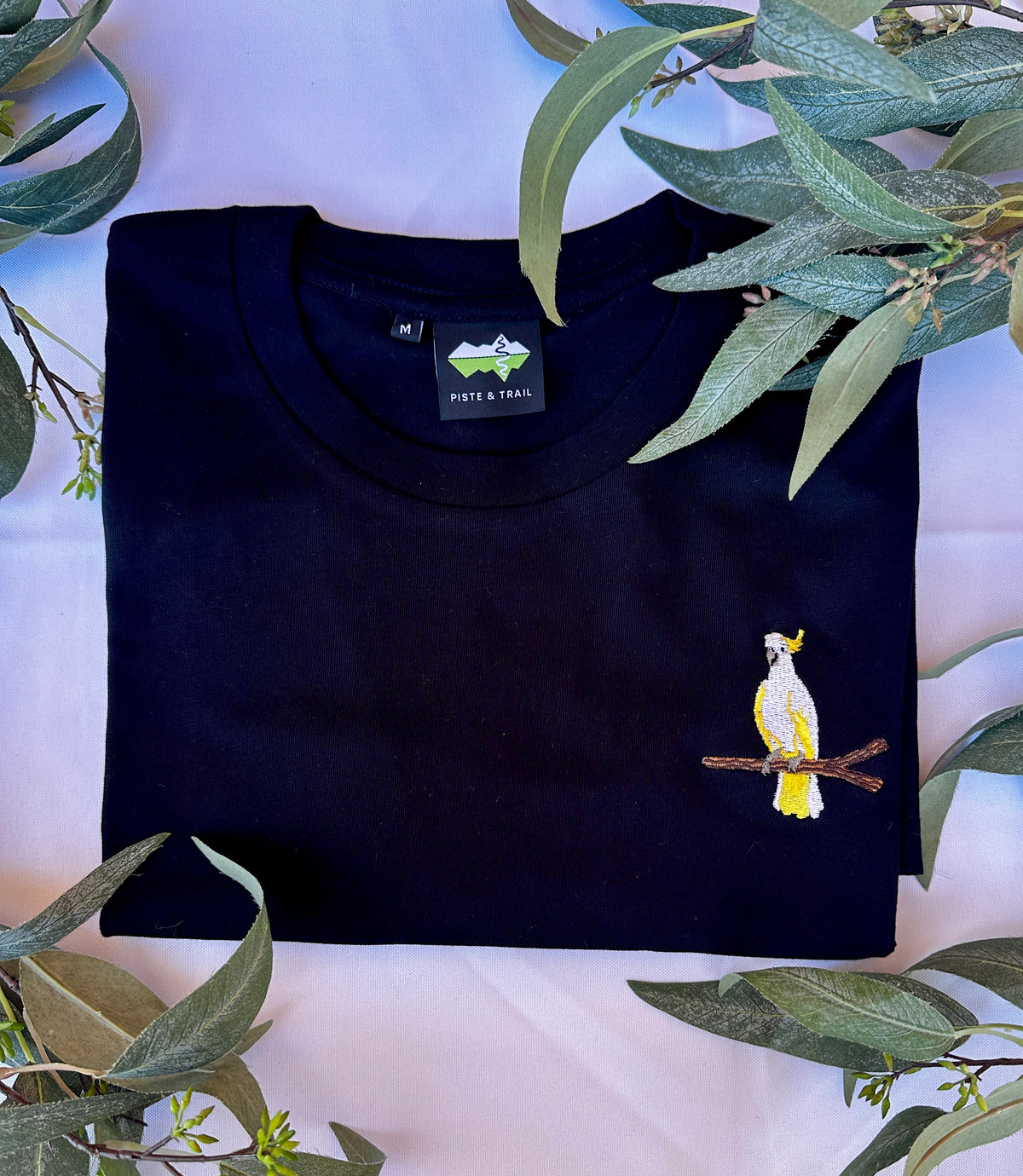 Cockatoo Embroidered Australian Cotton T-shirt | Aussie Bird Collection