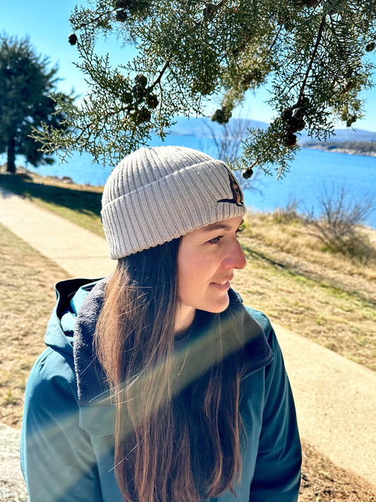 Swamp Wallaby Australian Merino wool beanie in faun