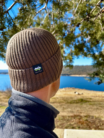 Dingo Australian Merino wool beanie in chocolate brown