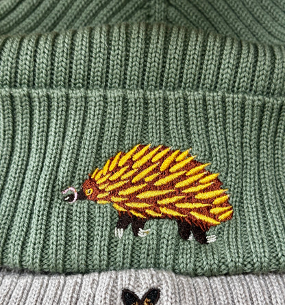 Echidna Australian Merino wool beanie in sage forest green