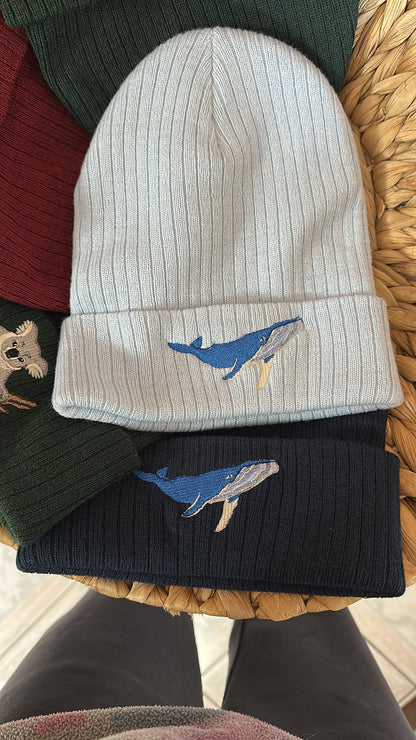 Humpback Whale Embroidered Recycled Beanie | Aussie Marine Life Collection