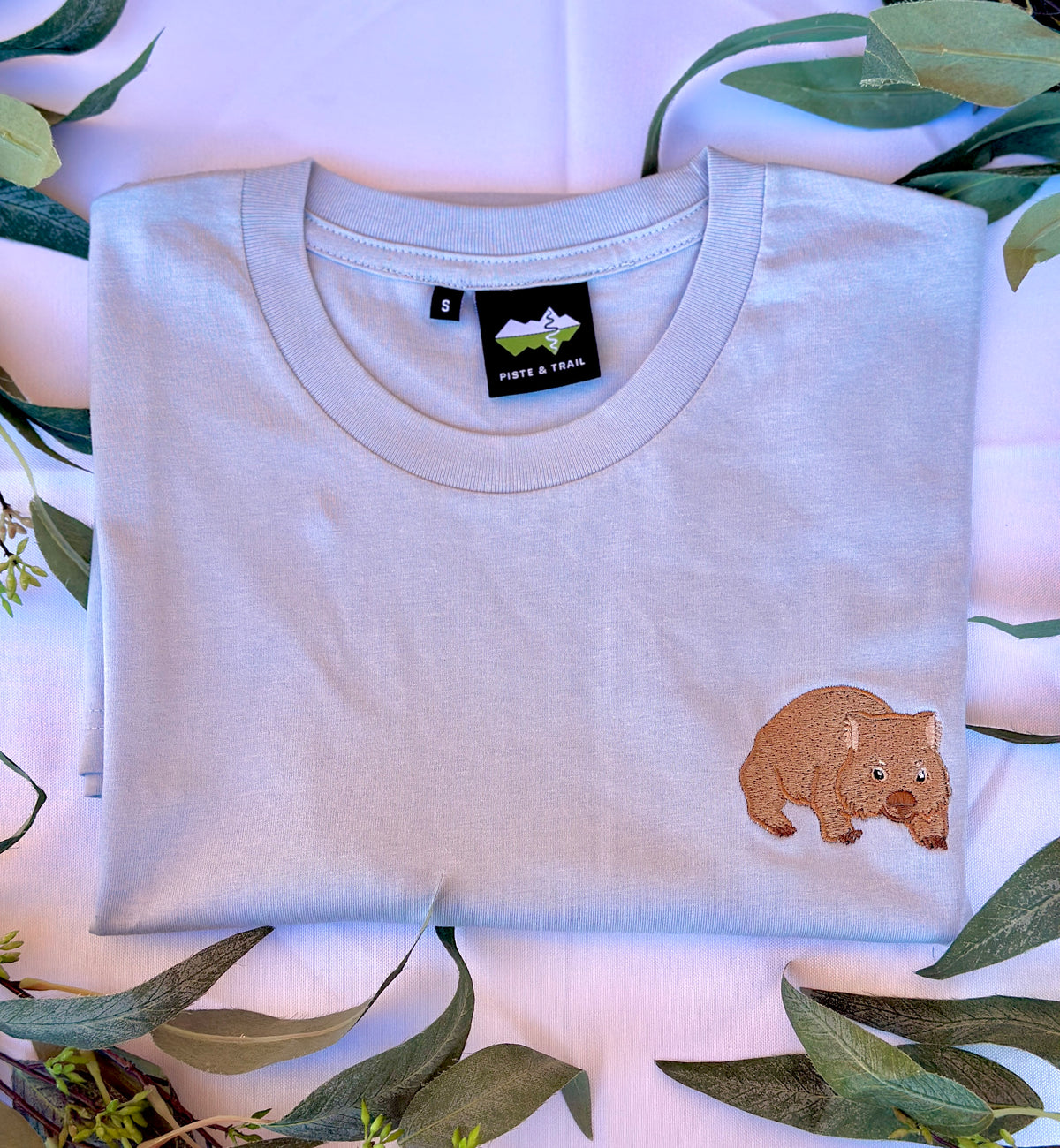 Wombat Embroidered Australian Cotton T-shirt | Aussie Animal Collection
