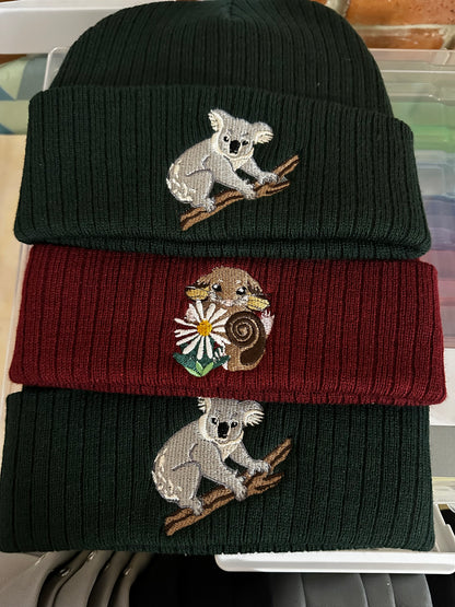Pygmy Possum Embroidered Recycled Beanie | Aussie Animal Collection