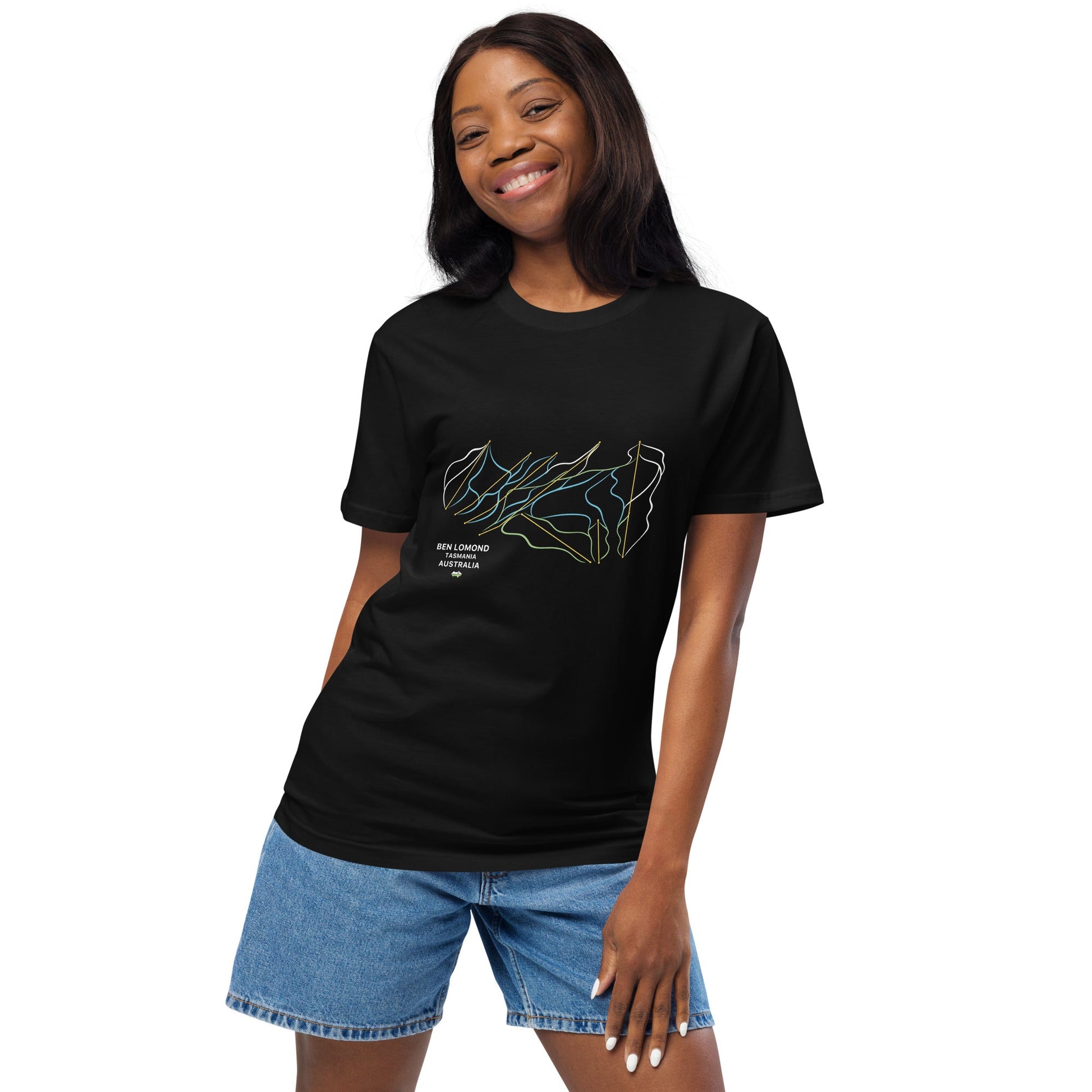 Ben Lomond Ski Mountain Map Organic T-shirt - Piste and Trail T-Shirt