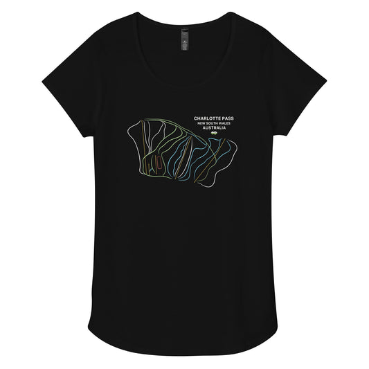 Charlotte Pass Ski Mountain Map Women's Tee - Piste and Trail T-Shirt