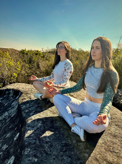 Coastal Banksia Forest Recycled Long Sleeve Crop Top - Piste and Trail Crop Top