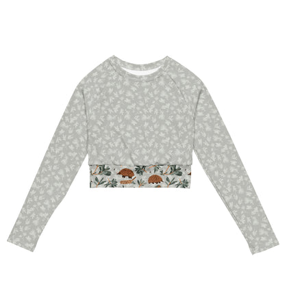 Echidna & Banksia Recycled Long - Sleeve UPF50+ Crop Top - Piste and Trail Crop Top