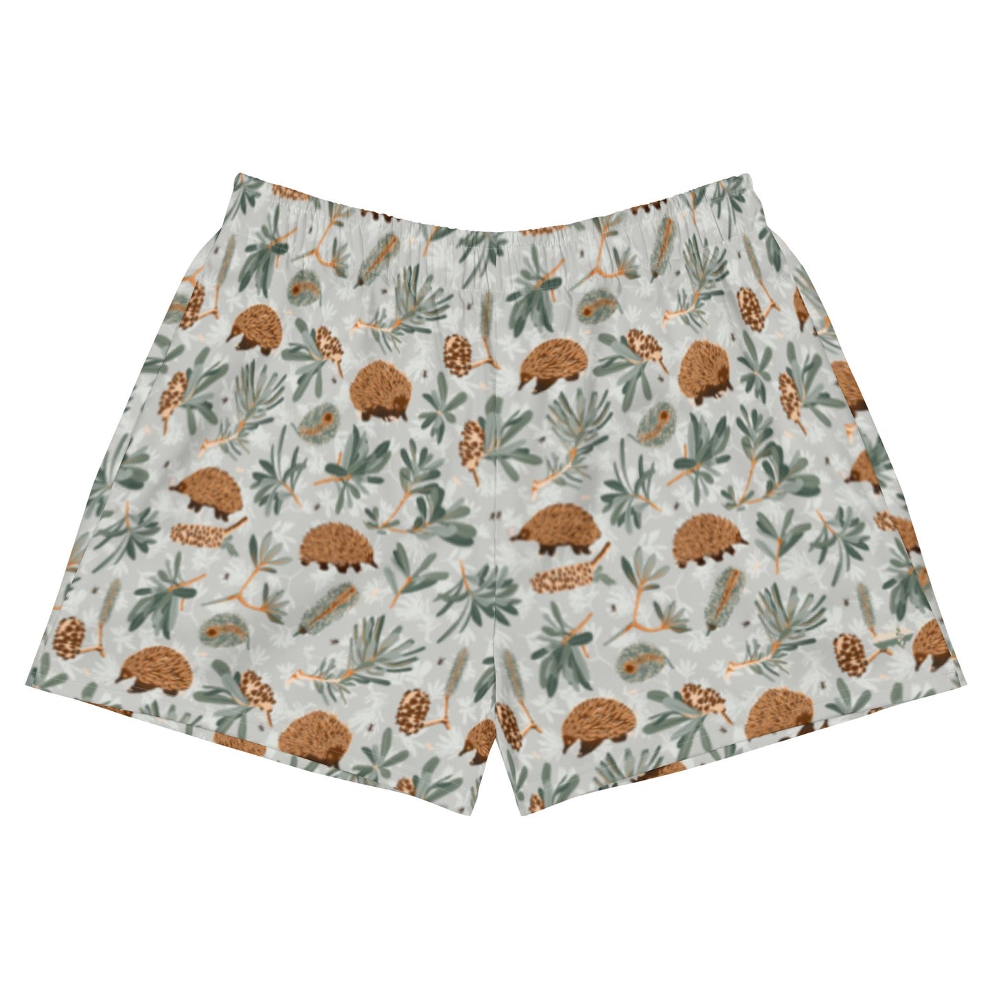 Echidna & Coastal Banksia Women's Recycled Athletic Board Shorts - Piste and Trail Board Shorts