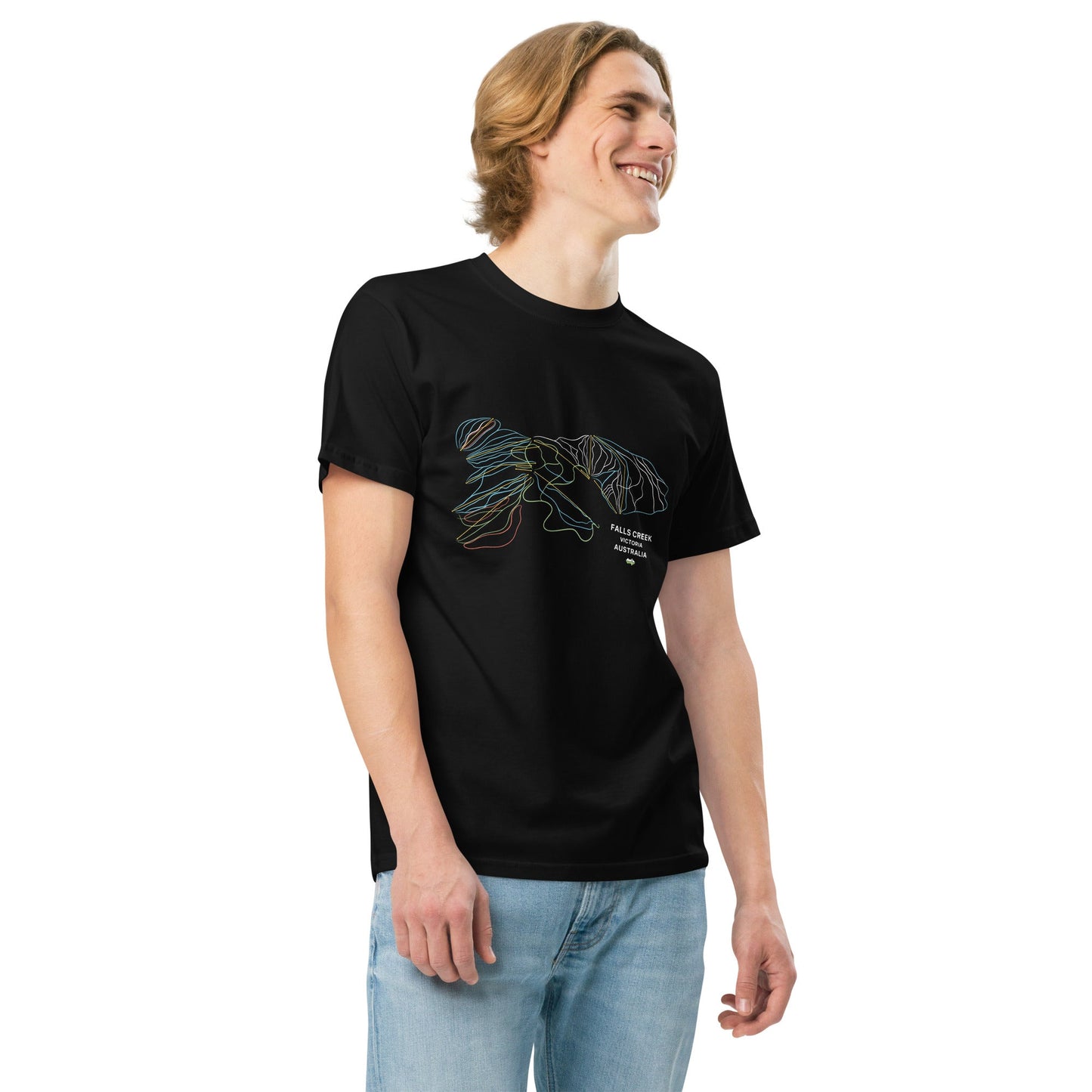 Falls Creek Ski Mountain Map Organic T-shirt - Piste and Trail T-Shirt