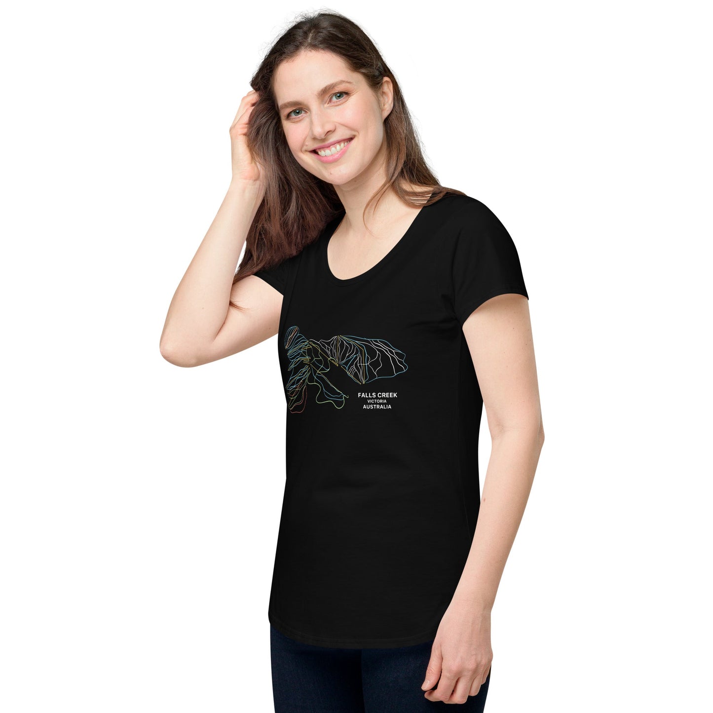 Falls Creek Ski Mountain Map Women’s Tee - Piste and Trail T-Shirt