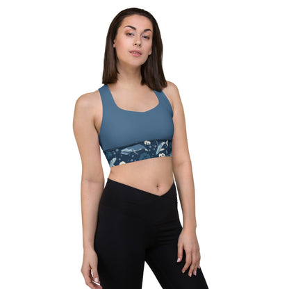 Humpback Whales Longline Yoga Bra - Piste and Trail Sports Bra