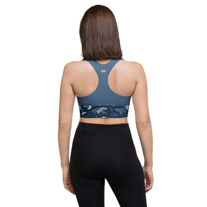 Humpback Whales Longline Yoga Bra - Piste and Trail Sports Bra