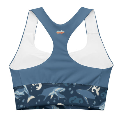 Humpback Whales Longline Yoga Bra - Piste and Trail Sports Bra