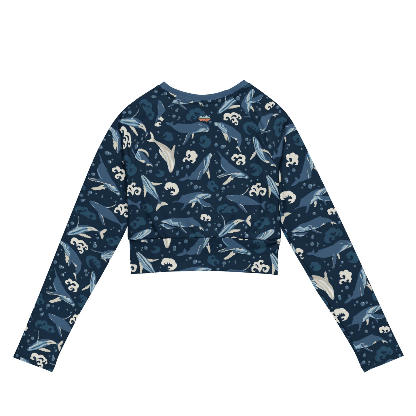 Humpback Whales Recycled Long - Sleeve Crop Top - Piste and Trail Crop Top