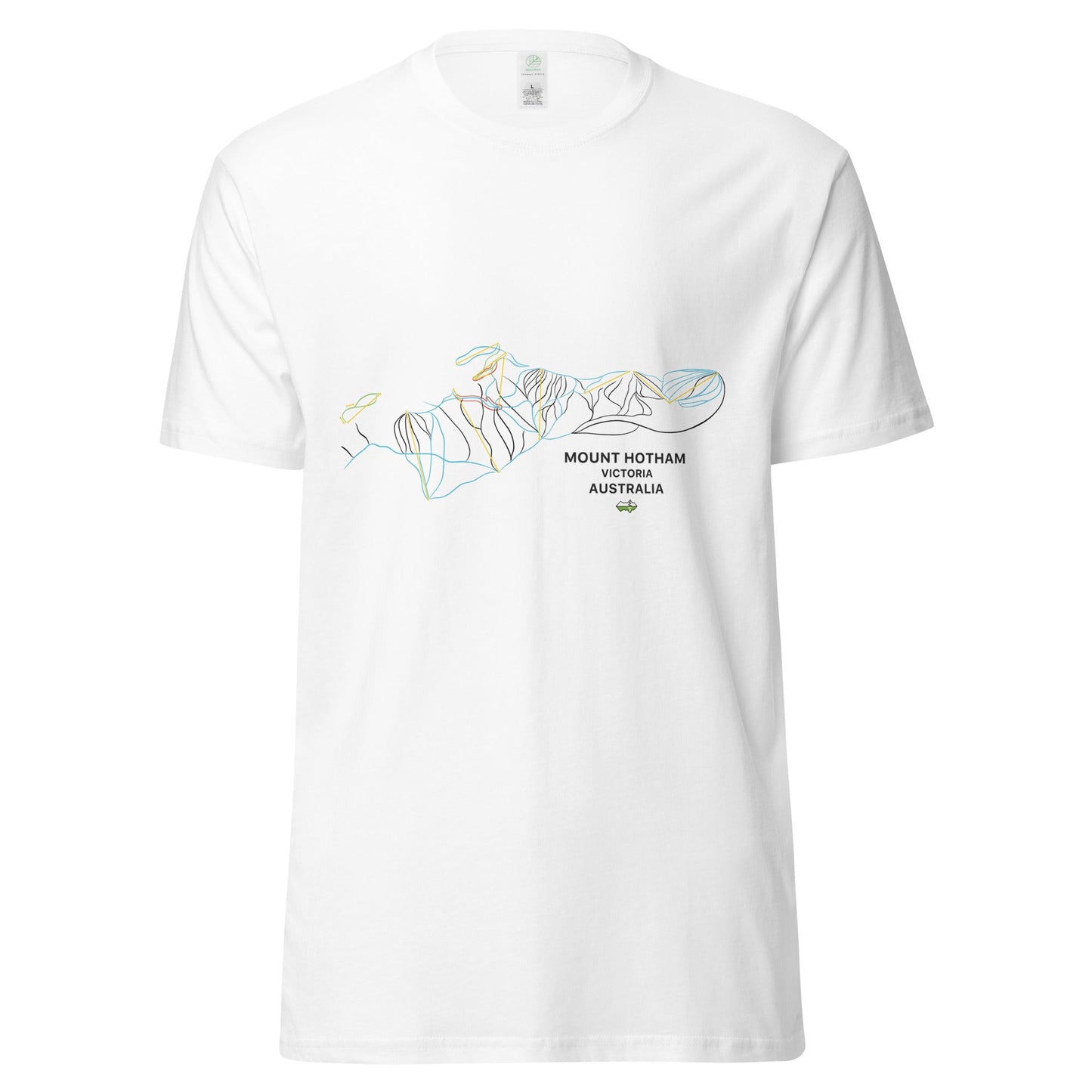 Mount Hotham Ski Mountain Map Organic T-shirt - Piste and Trail T-Shirt