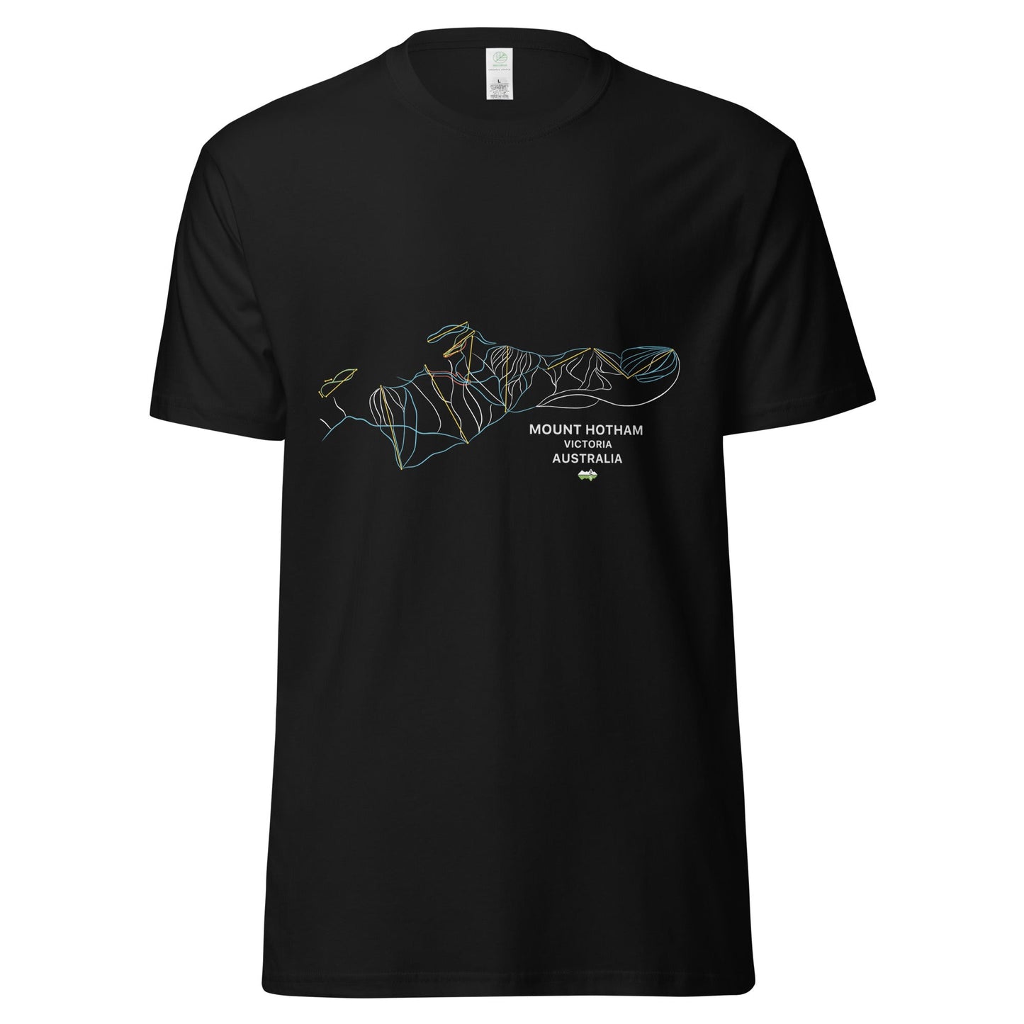 Mount Hotham Ski Mountain Map Organic T-shirt - Piste and Trail T-Shirt