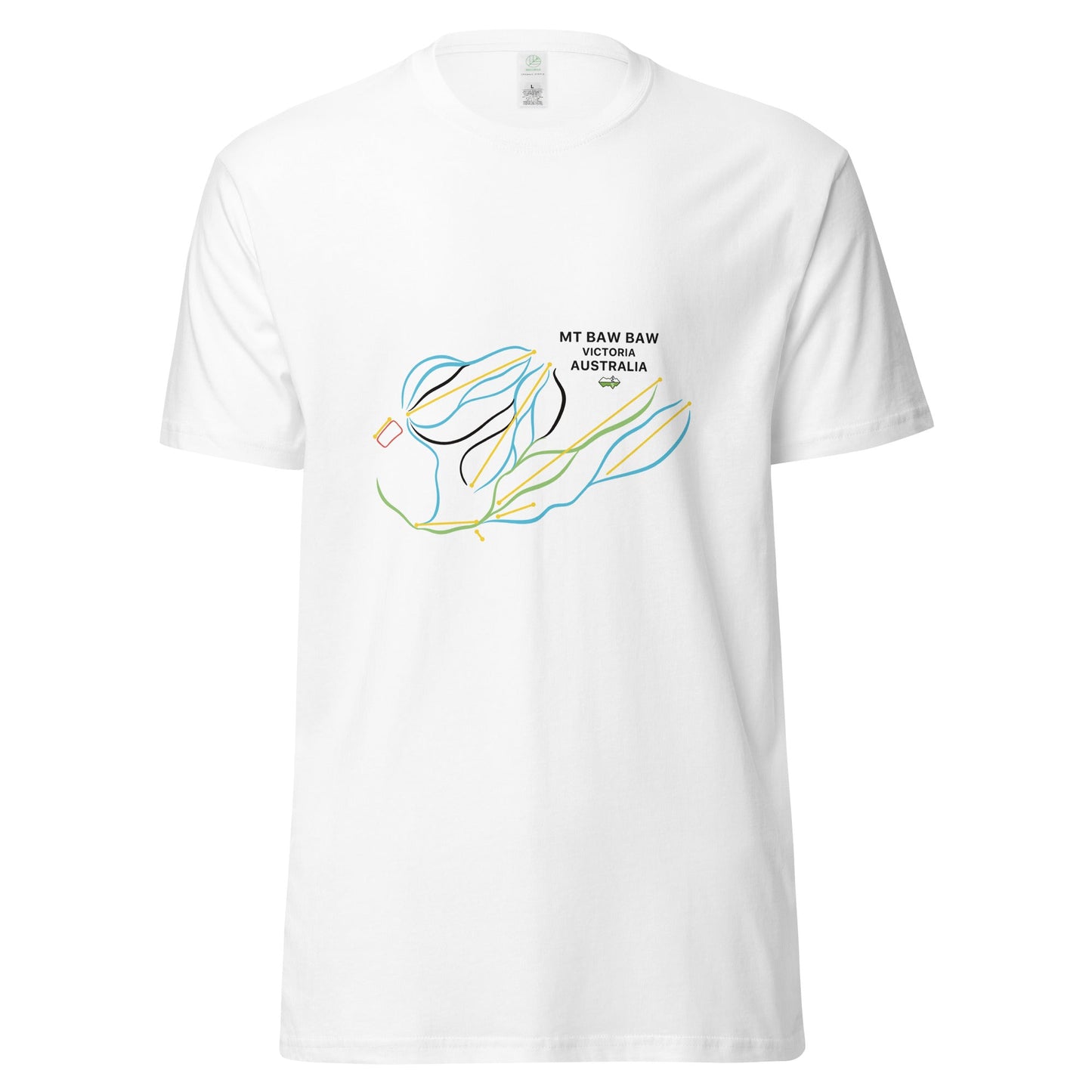 Mt Baw Baw Ski Mountain Map Organic T-shirt - Piste and Trail T-Shirt