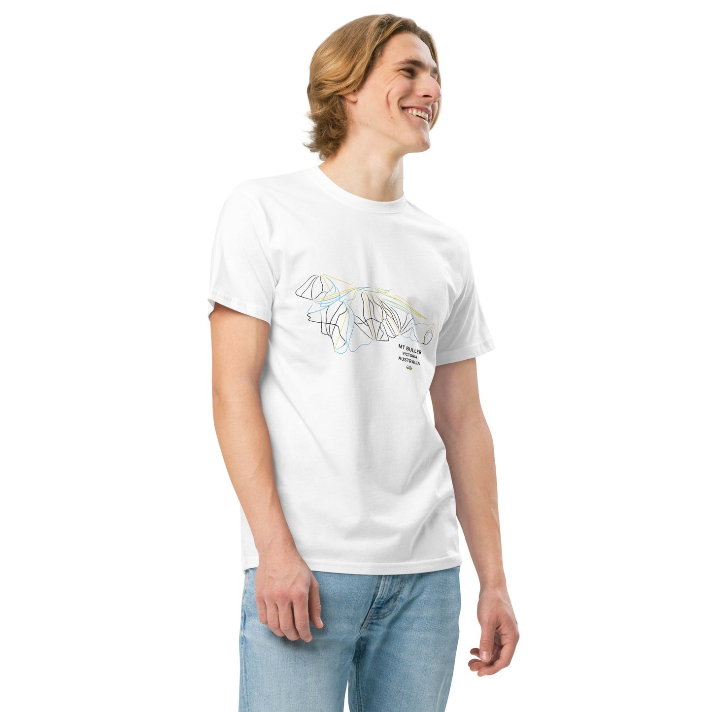 Mt Buller Ski Mountain Map Organic T-shirt - Piste and Trail T-Shirt