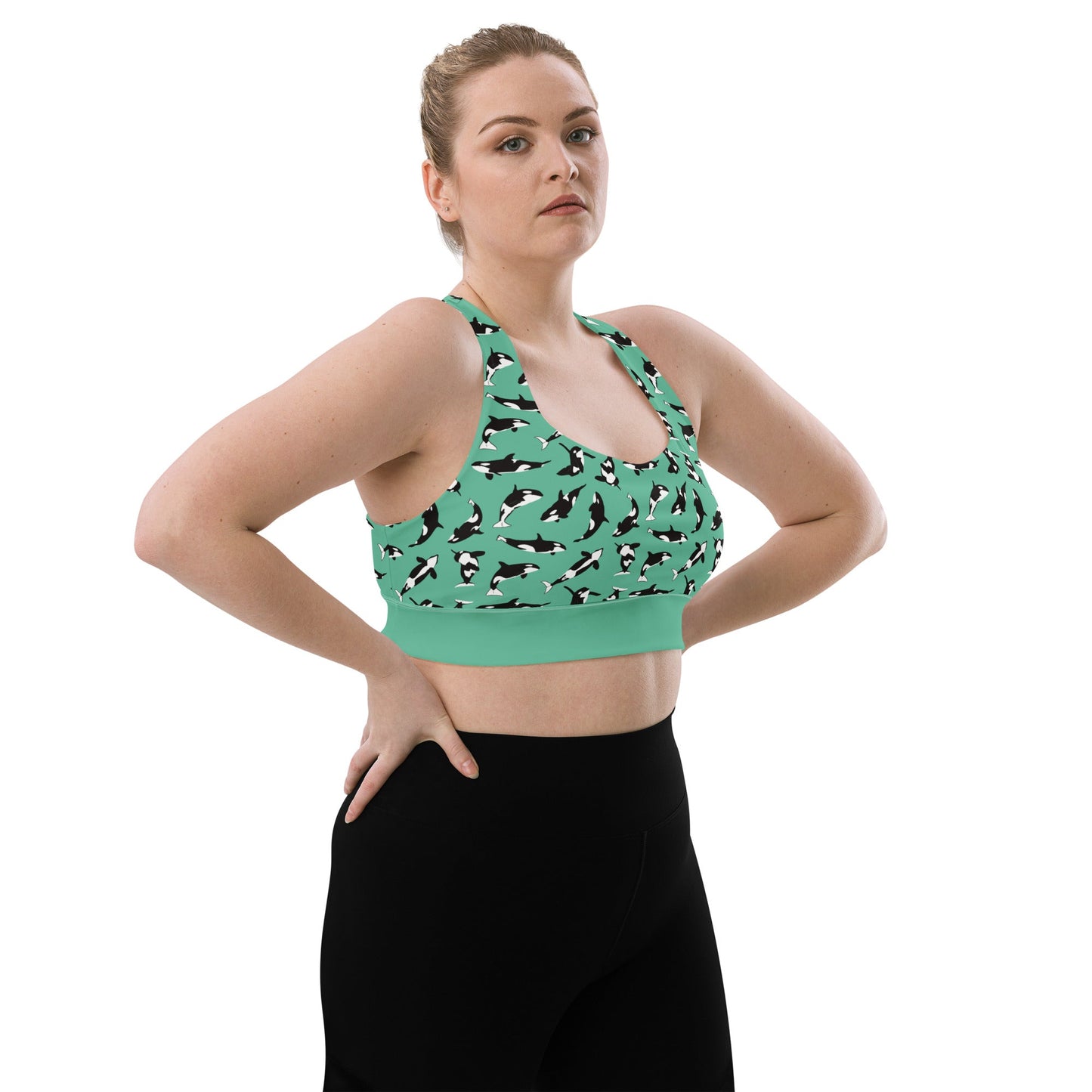 Orcas of Eden Recycled Longline Yoga Bra - Piste and Trail Sports Bra