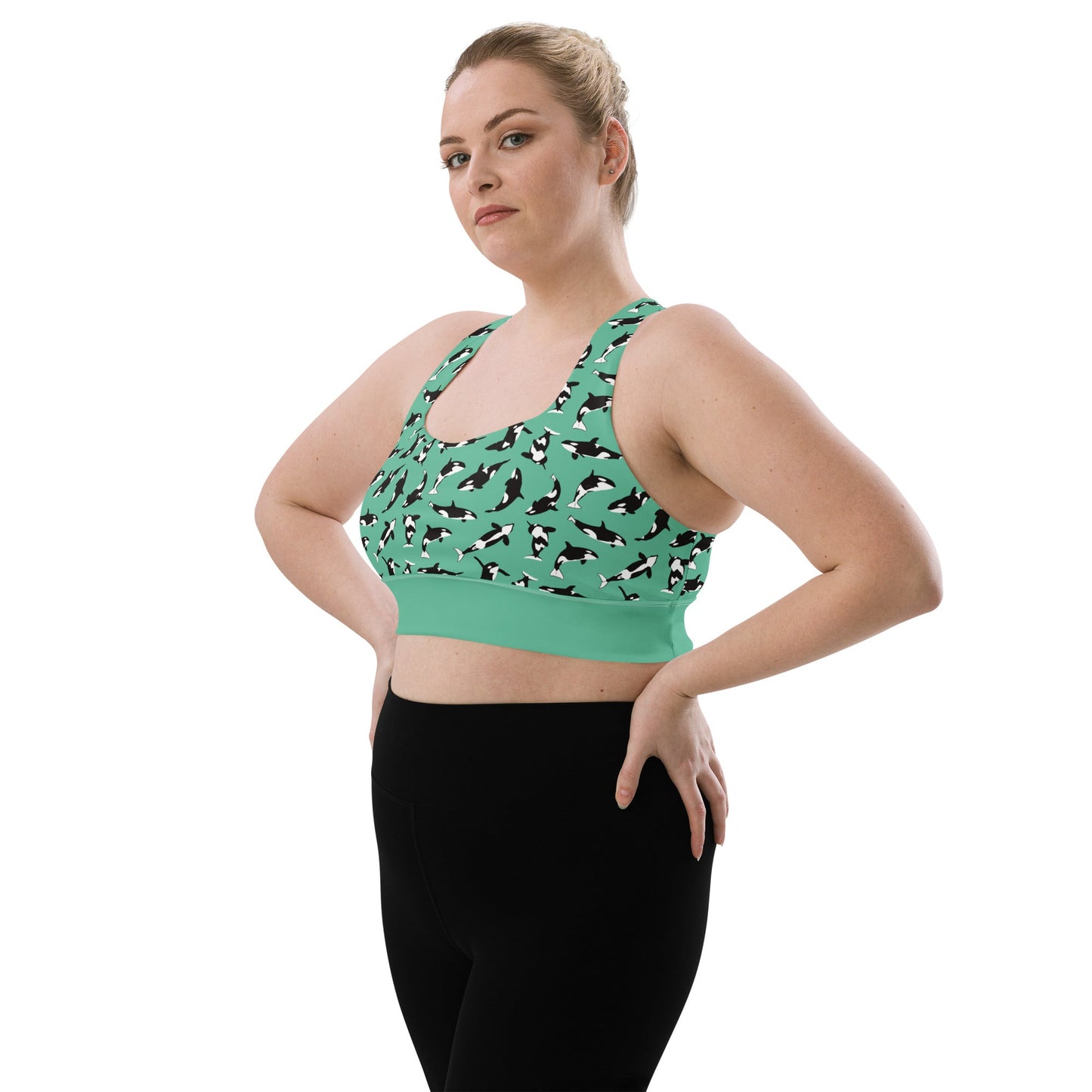 Orcas of Eden Recycled Longline Yoga Bra - Piste and Trail Sports Bra