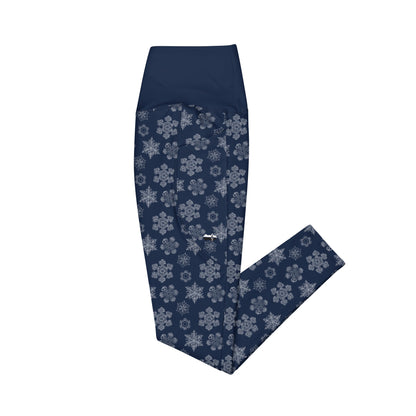 Perfectly Imperfect Snowflake Crossover Waist Leggings with Pockets - Piste and Trail Leggings