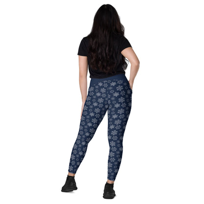 Perfectly Imperfect Snowflake Crossover Waist Leggings with Pockets - Piste and Trail Leggings