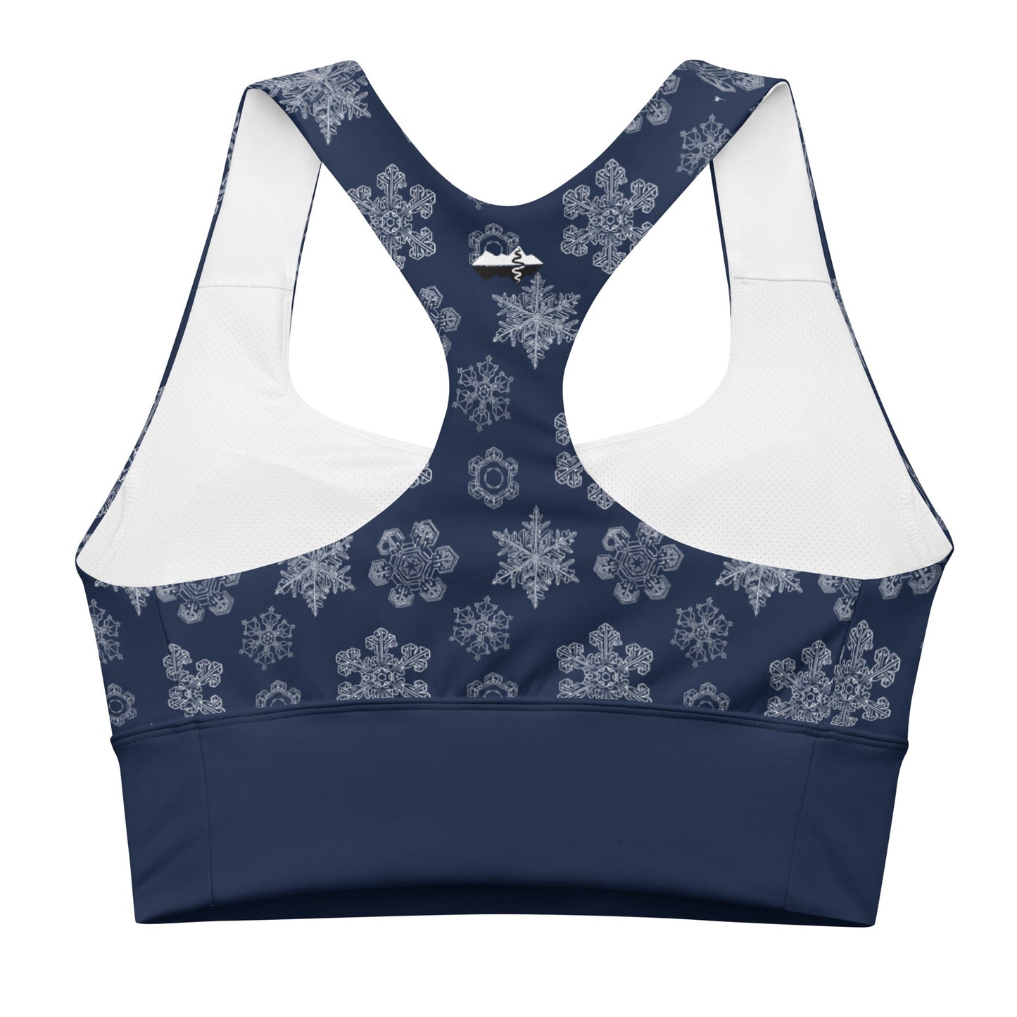 Perfectly Imperfect Snowflakes Recycled Longline Yoga Bra - Piste and Trail Sports Bra