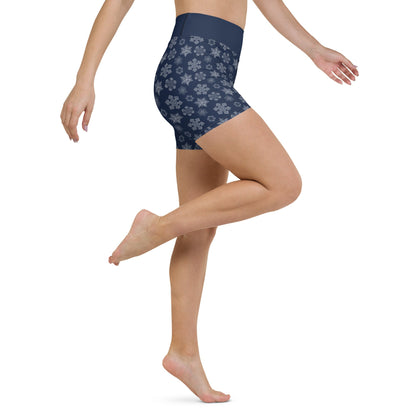 Perfectly Imperfect Snowflakes UPF50+ Women's Yoga Shorts - Piste and Trail Yoga Shorts