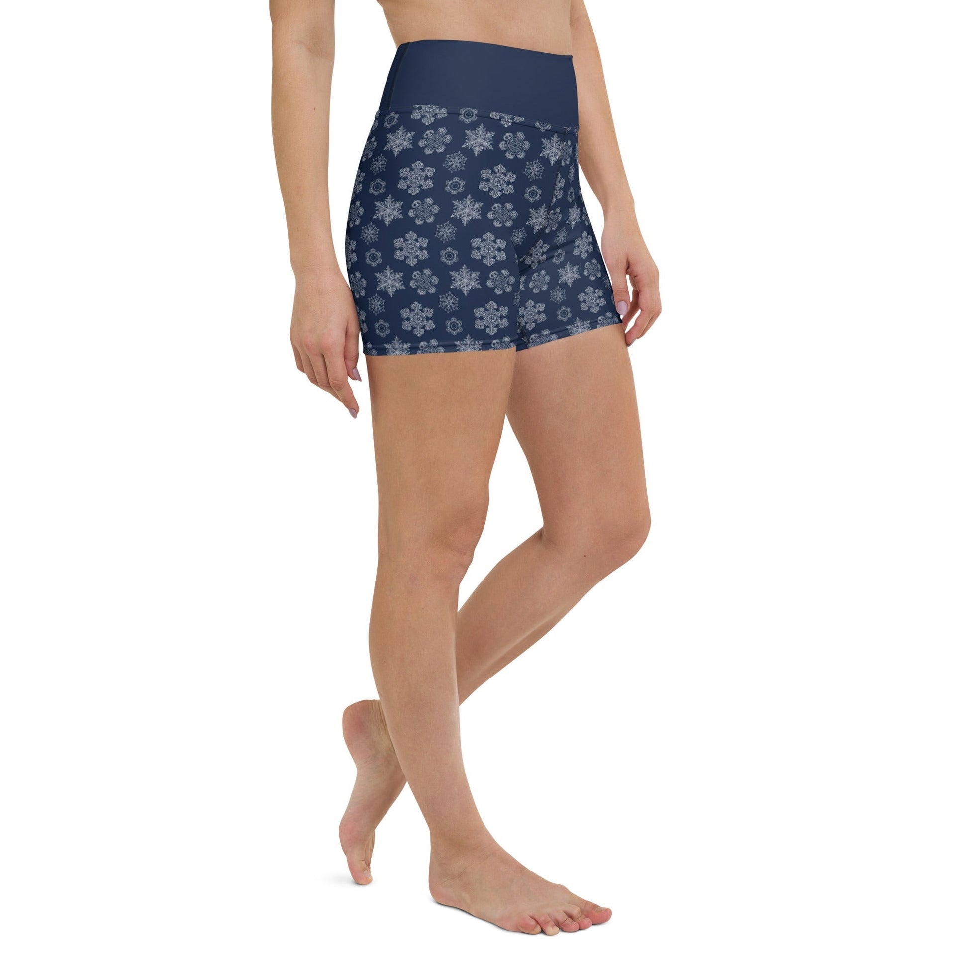 Perfectly Imperfect Snowflakes UPF50+ Women's Yoga Shorts - Piste and Trail Yoga Shorts