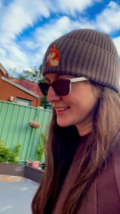 Dingo Australian Merino Wool Beanie | Chocolate | Aussie Animal Collection