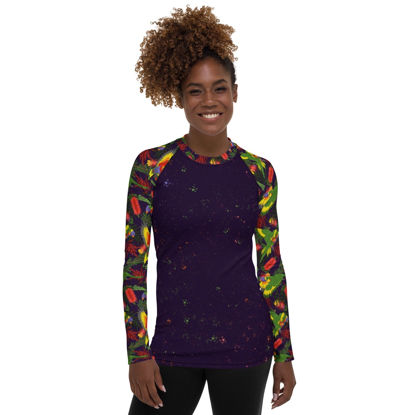 Rainbow Lorikeet UPF50+ Women's Athletic Top/Rashie - Piste and Trail Rash Guard